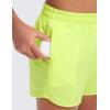 imageCRZ YOGA Girls FeatheryFit Soft Athletic Shorts with Zipper Pocket  Tennis Soccer Running Casual Liner Kids TeenNeon Yellow