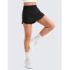 imageCRZ YOGA Girls FeatheryFit Soft Flowy Athletic Shorts  Tennis Soccer Casual Ruffle Skirt Zip Pocket Liner Kids TeenBlack
