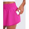 imageCRZ YOGA Girls FeatheryFit Soft Flowy Athletic Shorts  Tennis Soccer Casual Ruffle Skirt Zip Pocket Liner Kids TeenHibiscus Purple