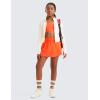 imageCRZ YOGA Girls FeatheryFit Soft Flowy Athletic Shorts  Tennis Soccer Casual Ruffle Skirt Zip Pocket Liner Kids TeenNeon Orange