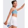 imageCRZ YOGA Girls FeatheryFit Soft Flowy Athletic Shorts  Tennis Soccer Casual Ruffle Skirt Zip Pocket Liner Kids TeenWhite