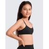 imageCRZ YOGA Girls Softness Mold Softhold Training Bra  Casual Everyday Tops V Neck Adjustable Straps Kids TeenBlack