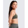 imageCRZ YOGA Girls Softness Mold Softhold Training Bra  Casual Everyday Tops V Neck Adjustable Straps Kids TeenLight Army Green