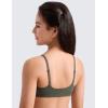 imageCRZ YOGA Girls Softness Mold Softhold Training Bra  Casual Everyday Tops V Neck Adjustable Straps Kids TeenLight Army Green