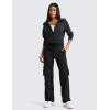 imageCRZ YOGA Lightweight Cargo Casual Pants for Women 30quot  Ruched Straight Leg Travel Athletic Hiking JoggersBlack