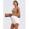 imageCRZ YOGA Lightweight Maternity Dolphin Workout Shorts 3  Soft Athletic Running Casual Womens Pregnancy with Liner PocketsMilky White