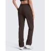 imageCRZ YOGA Lightweight Straight Leg Workout Pants for Women 28quot30quot32quot  Ruched Casual Work Athletic Joggers with PocketsHot Fudge Brown