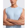 imageCRZ YOGA Mens Workout Sleeveless Shirt Quick Dry Stretchy Swim TShirts Athletic Gym Running Beach Tank TopBlue Linen