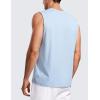 imageCRZ YOGA Mens Workout Sleeveless Shirt Quick Dry Stretchy Swim TShirts Athletic Gym Running Beach Tank TopBlue Linen