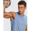 imageCRZ YOGA Mens Workout Sleeveless Shirt Quick Dry Stretchy Swim TShirts Athletic Gym Running Beach Tank TopSlate Blue