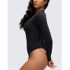 imageCRZ YOGA Softembrace Long Sleeve Bodysuits for Women  Crewneck Basic Casual Travel Thong Body Suits Fitted TopsBlack