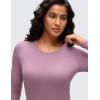 imageCRZ YOGA Softembrace Long Sleeve Bodysuits for Women  Crewneck Basic Casual Travel Thong Body Suits Fitted TopsLight Lavender