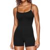 imageCRZ YOGA Butterluxe Cami Strap Rompers for Women  Adjustable Sleeveless One Piece Yoga Jumpsuits Bodysuit Shorts PaddedBlack