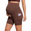 imageCRZ YOGA Butterluxe Maternity Biker Shorts Pockets 5quot  Over The Belly Pregnancy Womens Yoga Workout Athletic Buttery SoftCoffee Brown