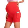 imageCRZ YOGA Butterluxe Maternity Biker Shorts Pockets 5quot  Over The Belly Pregnancy Womens Yoga Workout Athletic Buttery SoftDeep Red