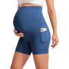 imageCRZ YOGA Butterluxe Maternity Biker Shorts Pockets 5quot  Over The Belly Pregnancy Womens Yoga Workout Athletic Buttery SoftPitch Blue
