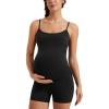 imageCRZ YOGA Butterluxe Maternity Cami Strap Workout Romper  U Neck Casual Shorts Jumpsuit Pregnancy Womens Tank Top BodysuitBlack