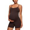 imageCRZ YOGA Butterluxe Maternity Cami Strap Workout Romper  U Neck Casual Shorts Jumpsuit Pregnancy Womens Tank Top BodysuitHot Fudge Brown