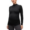 imageCRZ YOGA Cloud Jersey Maternity Long Sleeve Shirts  Mock Neck Side Ruched Casual Workout Athletic Pregnancy Womens Tops TeeBlack