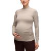 imageCRZ YOGA Cloud Jersey Maternity Long Sleeve Shirts  Mock Neck Side Ruched Casual Workout Athletic Pregnancy Womens Tops TeeMojave Tan
