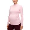 imageCRZ YOGA Cloud Jersey Maternity Long Sleeve Shirts  Mock Neck Side Ruched Casual Workout Athletic Pregnancy Womens Tops TeeStrawberry Pink