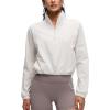 imageCRZ YOGA Drawstring Bottom Workout Jackets for Women  Half Zip Pullover Cropped Workout Outdoor Tops with PocketsMilky White Bone