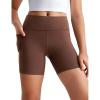 imageCRZ YOGA Girls Butterluxe Athletic Biker Shorts with Pockets  Dance Yoga Casual High Waist Kids Teen SummerCoffee Brown