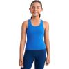 imageCRZ YOGA Girls Butterluxe Crew Neck Tank Tops Waist Length  Dance Yoga Athletic Casual Racerback Tight Kids TeenSparkle Blue