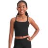 imageCRZ YOGA Girls Butterluxe Double Lined Camisole Tank Tops Crop  Dance Yoga Athletic Casual Spaghetti Y Back Kids TeenBlack