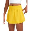 imageCRZ YOGA Girls FeatheryFit Soft Flowy Athletic Shorts  Tennis Soccer Casual Ruffle Skirt Zip Pocket Liner Kids TeenHigh Visibility Yellow