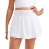imageCRZ YOGA Girls FeatheryFit Soft Flowy Athletic Shorts  Tennis Soccer Casual Ruffle Skirt Zip Pocket Liner Kids TeenWhite