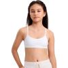 imageCRZ YOGA Girls Softness Mold Softhold Training Bra  Casual Everyday Tops V Neck Adjustable Straps Kids TeenSnow White
