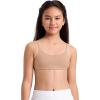 imageCRZ YOGA Girls Softness Mold Softhold Training Bra  Casual Everyday Tops V Neck Adjustable Straps Kids TeenWarm Beige