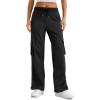 imageCRZ YOGA Lightweight Cargo Casual Pants for Women 30quot  Ruched Straight Leg Travel Athletic Hiking JoggersBlack