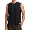 imageCRZ YOGA Mens Workout Sleeveless Shirt Quick Dry Stretchy Swim TShirts Athletic Gym Running Beach Tank TopBlack