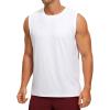 imageCRZ YOGA Mens Workout Sleeveless Shirt Quick Dry Stretchy Swim TShirts Athletic Gym Running Beach Tank TopWhite