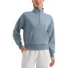 imageCRZ YOGA SoftAura Half Zip Sweatshirt for Women  Pullover Workout Casual Funnel Neck Sweat Shirts with PocketBelgian Blue