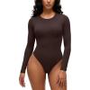 imageCRZ YOGA Softembrace Long Sleeve Bodysuits for Women  Crewneck Basic Casual Travel Thong Body Suits Fitted TopsHot Fudge Brown