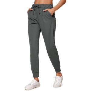 imageCRZ YOGA 4Way Stretch Workout Joggers for Women 28quot  Casual Travel Athletic Pants with PocketsMysterious Grey