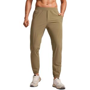 imageCRZ YOGA Athletic Joggers for Men 29quot  Lightweight Running Training Pants with Zip Pockets and Ankle ZippersArtifact Brown