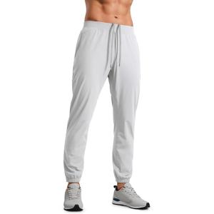 imageCRZ YOGA Athletic Joggers for Men 29quot  Lightweight Running Training Pants with Zip Pockets and Ankle ZippersPlatinum Grey