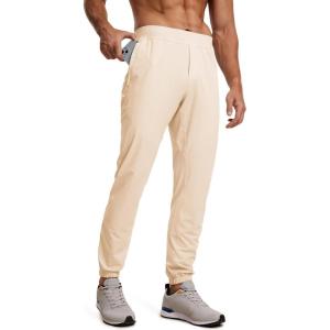 imageCRZ YOGA Athletic Joggers for Men 29quot  Lightweight Running Training Pants with Zip Pockets and Ankle ZippersRaw Linen