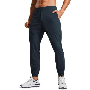 imageCRZ YOGA Athletic Joggers for Men 29quot  Lightweight Running Training Pants with Zip Pockets and Ankle ZippersTrue Navy