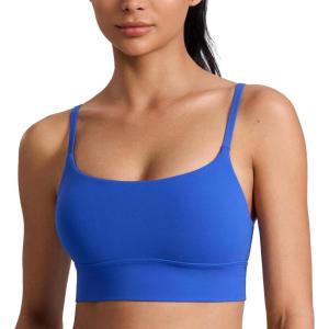 imageCRZ YOGA Butterlift Scoop Neck Longline Sports Bras for Women  Adjustable Spaghetti Strap Padded Tank Workout Pilates TopRoyal