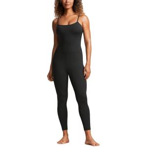 imageCRZ YOGA Butterluxe Cami Strap Jumpsuits for Women  Adjustable Yoga Workout One Piece Tank Leggings Romper with Builtin BraBlack