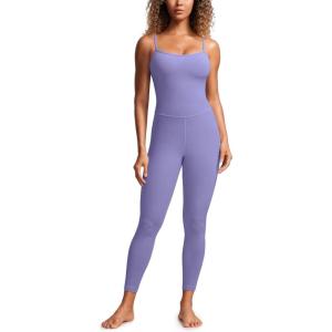 imageCRZ YOGA Butterluxe Cami Strap Jumpsuits for Women  Adjustable Yoga Workout One Piece Tank Leggings Romper with Builtin BraDark Lavender Purple