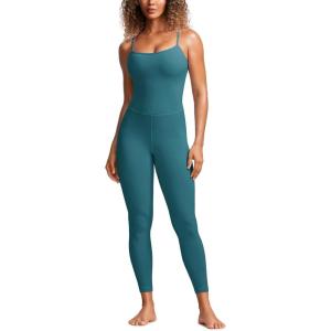 imageCRZ YOGA Butterluxe Cami Strap Jumpsuits for Women  Adjustable Yoga Workout One Piece Tank Leggings Romper with Builtin BraGreen Jade