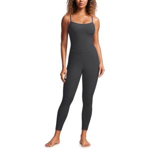 imageCRZ YOGA Butterluxe Cami Strap Jumpsuits for Women  Adjustable Yoga Workout One Piece Tank Leggings Romper with Builtin BraMysterious Grey