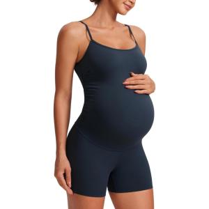imageCRZ YOGA Butterluxe Maternity Cami Strap Workout Romper  U Neck Casual Shorts Jumpsuit Pregnancy Womens Tank Top BodysuitTrue Navy