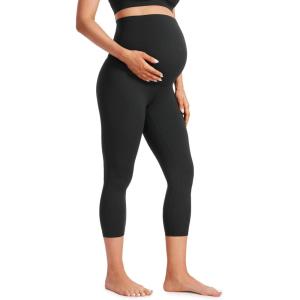 imageCRZ YOGA Butterluxe Maternity Capris Leggings 21quot  Over The Belly Workout Active Yoga Womens Pregnancy Crop Pants StretchyBlack